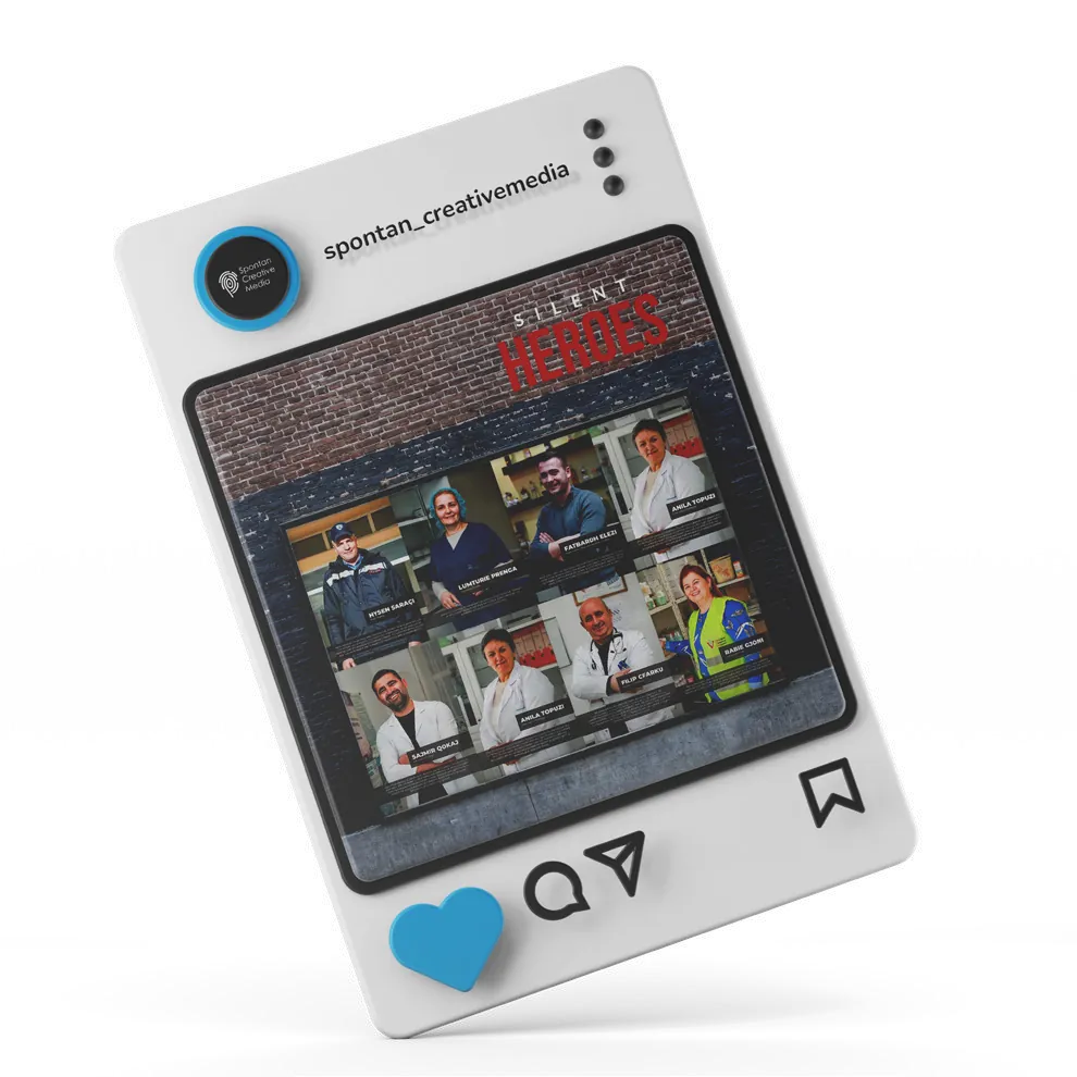 Programme social media on a phone: the Silent Heroes series on Instagram